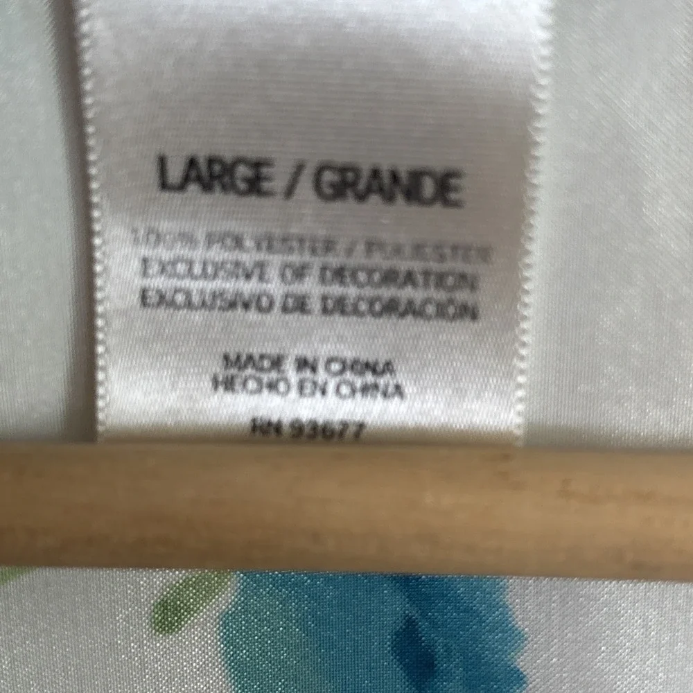 Vtg California‎ Dynasty Womens Robe Sz L Satin Floral Long White Blue Tie